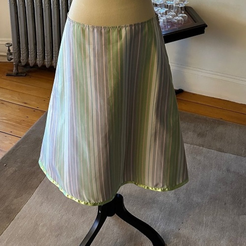 Anthropologie Striped A-Line Skirt in Green and Gray